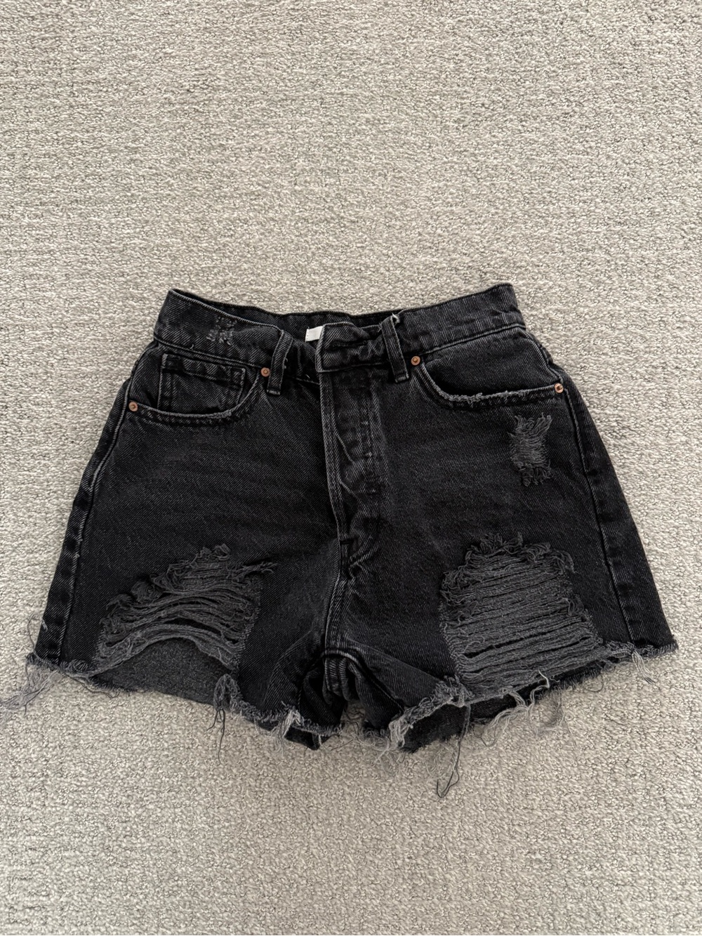 PacSun Black Distressed High-Rise Denim Shorts